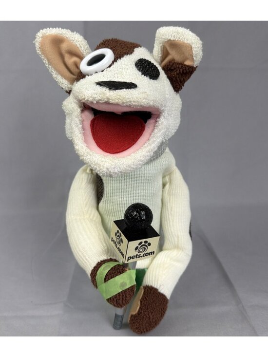 Vintage Pets.com Sock Puppet Interview Dog Mascot Hand Puppet 1999 Tested Works